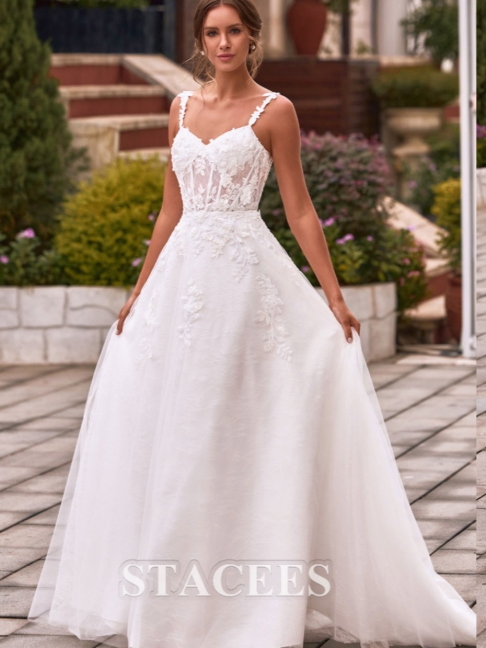 Size 6 NWT Tulle Spaghetti Straps A-Line Wedding Dress